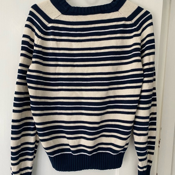 Cream and Navy striped sweater. This sweater is super comfy!! - Picture 2 of 2